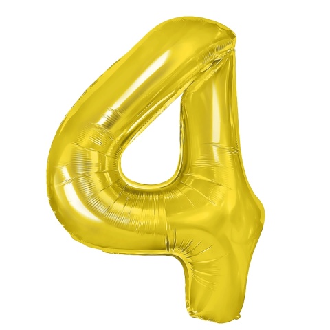Balon foliowy cyfra 4 złoty 100cm Balon foliowy cyfra 4 złoty 100cm
