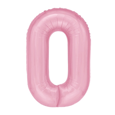 Balon foliowy cyfra 0 różowy 100cm Balon foliowy cyfra 0 różowy 100cm