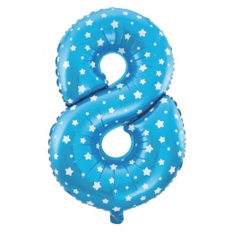 Balon foliowy Gwiazdki cyfra 8 niebieski 100cm