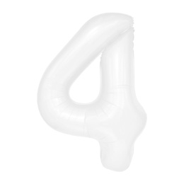 Balon foliowy cyfra 4 biały 100cm