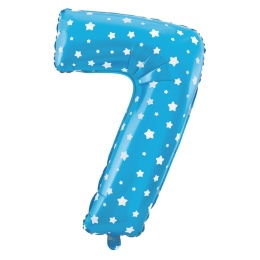 Balon foliowy Gwiazdki cyfra 7 niebieski 100cm