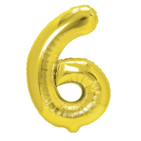 Balon foliowy cyfra 6 złoty 100cm Balon foliowy cyfra 6 złoty 100cm