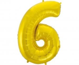 BALON FOLIOWY 92CM CYFRA 6 ZŁOTY