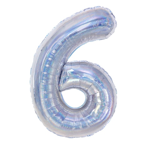 BALON FOLIOWY 100CM CYFRA 6 HOLOGRAFICZNY BALON FOLIOWY 100CM CYFRA 6 HOLOGRAFICZNY
