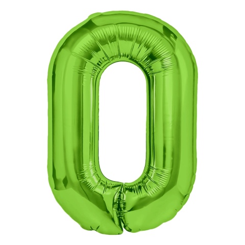 Balon foliowy cyfra 0 zielony 100cm Balon foliowy cyfra 0 zielony 100cm