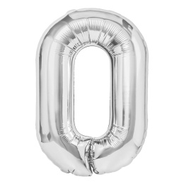 Balon foliowy cyfra 0 srebrny 100cm