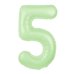 Balon foliowy cyfra 5 pistacjowy matowy 100cm