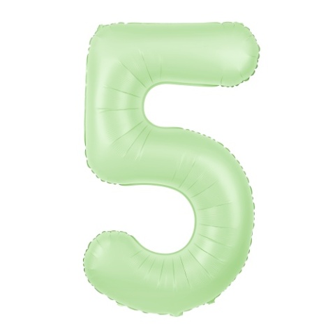 Balon foliowy cyfra 5 pistacjowy matowy 100cm Balon foliowy cyfra 5 pistacjowy matowy 100cm