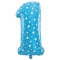 Balon foliowy Gwiazdki cyfra 1 niebieski 100cm