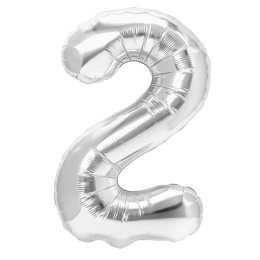 Balon foliowy cyfra 2 srebrny 100cm
