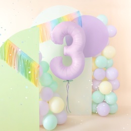 Balon foliowy cyfra 3 liliowy matowy 100cm