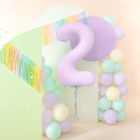 Balon foliowy cyfra 2 liliowy matowy 100cm Balon foliowy cyfra 2 liliowy matowy 100cm