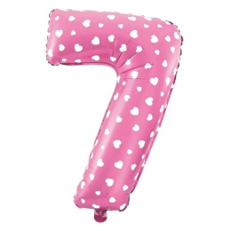 Balon foliowy Serduszka cyfra 7 różowy 100cm