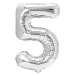 Balon foliowy cyfra 5 srebrny 100cm