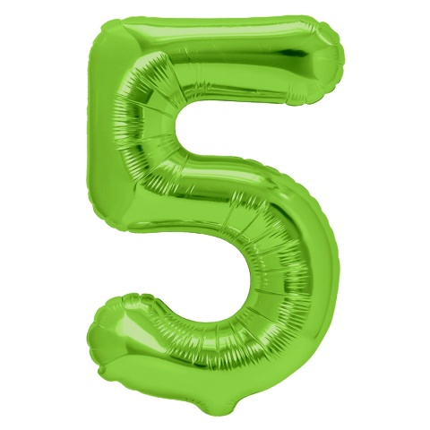 Balon foliowy cyfra 5 zielony 100cm Balon foliowy cyfra 5 zielony 100cm