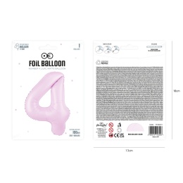 Balon foliowy cyfra 4 liliowy matowy 100cm