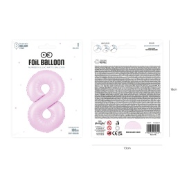 Balon foliowy cyfra 8 liliowy matowy 100cm