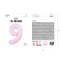 Balon foliowy cyfra 9 liliowy matowy 100cm