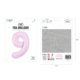 Balon foliowy cyfra 9 liliowy matowy 100cm