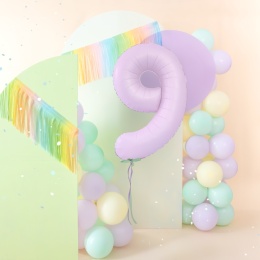 Balon foliowy cyfra 9 liliowy matowy 100cm