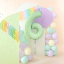Balon foliowy cyfra 6 pistacjowy matowy 100cm