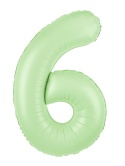 Balon foliowy cyfra 6 pistacjowy matowy 100cm
