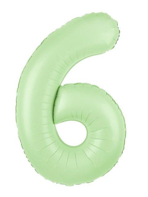 Balon foliowy cyfra 6 pistacjowy matowy 100cm Balon foliowy cyfra 6 pistacjowy matowy 100cm