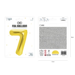 Balon foliowy cyfra 7 złoty 100cm