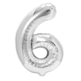 Balon foliowy cyfra 6 srebrny 100cm