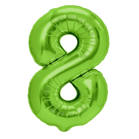 Balon foliowy cyfra 8 zielony 100cm Balon foliowy cyfra 8 zielony 100cm