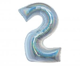 BALON FOLIOWY 76CM CYFRA 2 HOLOGRAFICZNY
