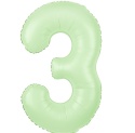 Balon foliowy cyfra 3 pistacjowy matowy 100cm