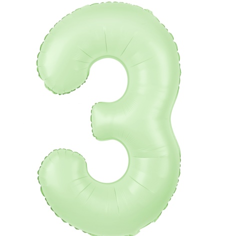 Balon foliowy cyfra 3 pistacjowy matowy 100cm Balon foliowy cyfra 3 pistacjowy matowy 100cm