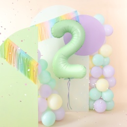 Balon foliowy cyfra 2 pistacjowy matowy 100cm