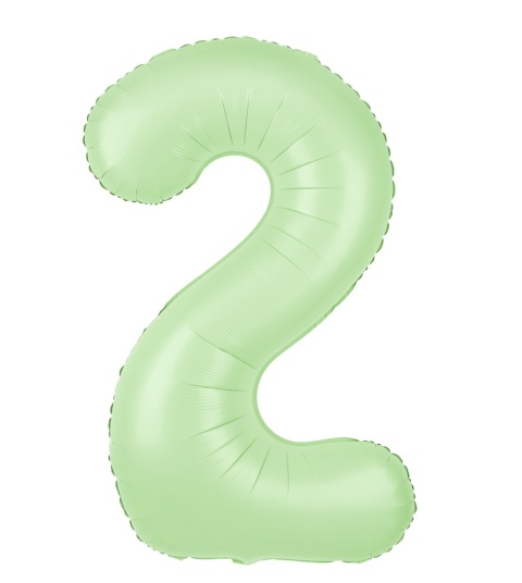 Balon foliowy cyfra 2 pistacjowy matowy 100cm Balon foliowy cyfra 2 pistacjowy matowy 100cm