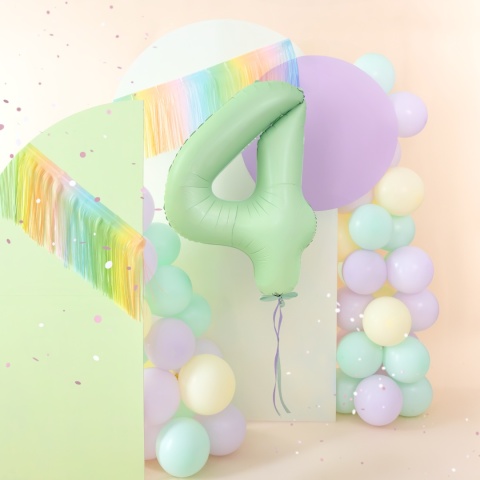 Balon foliowy cyfra 4 pistacjowy matowy 100cm Balon foliowy cyfra 4 pistacjowy matowy 100cm