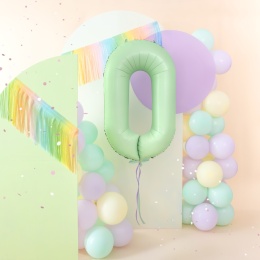 Balon foliowy cyfra 0 pistacjowy matowy 100cm