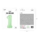 Balon foliowy cyfra 1 pistacjowy matowy 100cm