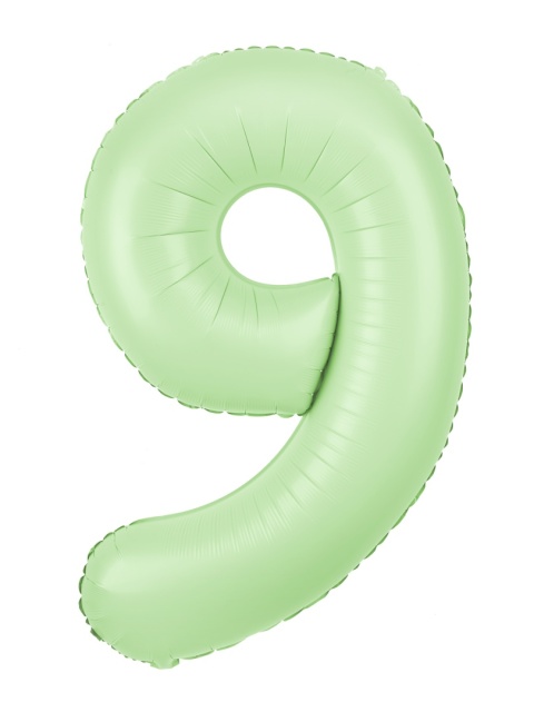 Balon foliowy cyfra 9 pistacjowy matowy 100cm Balon foliowy cyfra 9 pistacjowy matowy 100cm