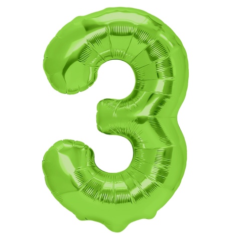 Balon foliowy cyfra 3 zielony 100cm Balon foliowy cyfra 3 zielony 100cm