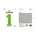 Balon foliowy cyfra 1 zielony 100cm