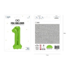 Balon foliowy cyfra 1 zielony 100cm